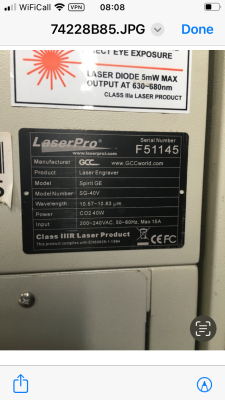 Serial number of laser cutter