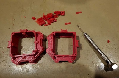 Cleaning up the printed part for the sticks