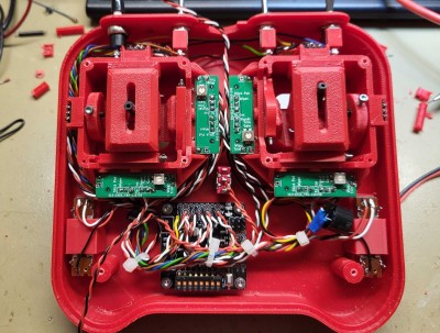 ...a Strong board wired up with Mike_K F3A sketch but could be reprogrammed easely w/o removing the back cover.