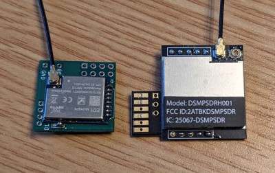 Tobe's nRF24L01+ ppm in module next to a LemonRx for size comparison