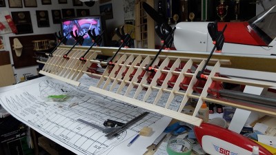 Slapped them into my wing jig &amp; glued in the spars etc.
