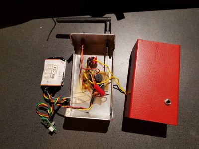 Just needs the module secured &amp; a battery. Socket on the back is for remote button connection to a propo radio.