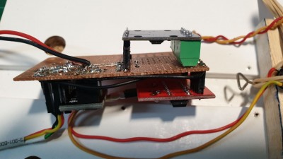Red H-Bridge plugs onto top of my test board while blue H-Bridge plugs onto bottom of board.<br />Only one H-Bridge is fitted at a time for operation/testing.