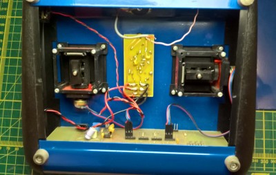 As can be seen there is no RF board - the wires left loose for it. I assume it would have been mounted between the two stick units a bit like how the pcb is mounted on the red one?