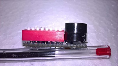 This image shows why a little kink on the buzzer negative pin is required - to reach the ground point on the board